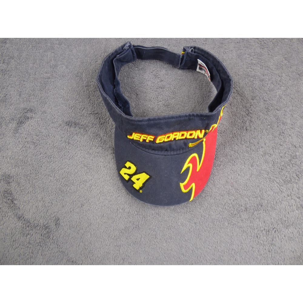 Jeff Gordon NASCAR Chase Authentics Visor Hat Navy Blue Flame 24 Adjustable Mens